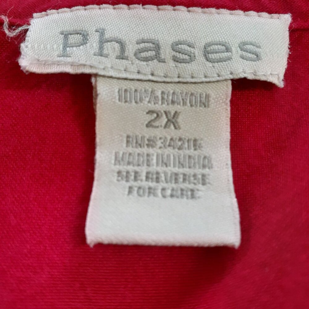 Phases Maxi Dress Womens Size 2X Red Embroidered Button Front Short Sleeve - Picture 8 of 8